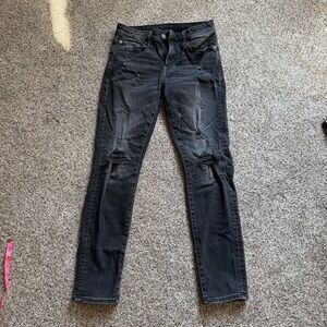 American Eagle AE Next Level Airflex 28x30 Distressed Black Jeans stretch